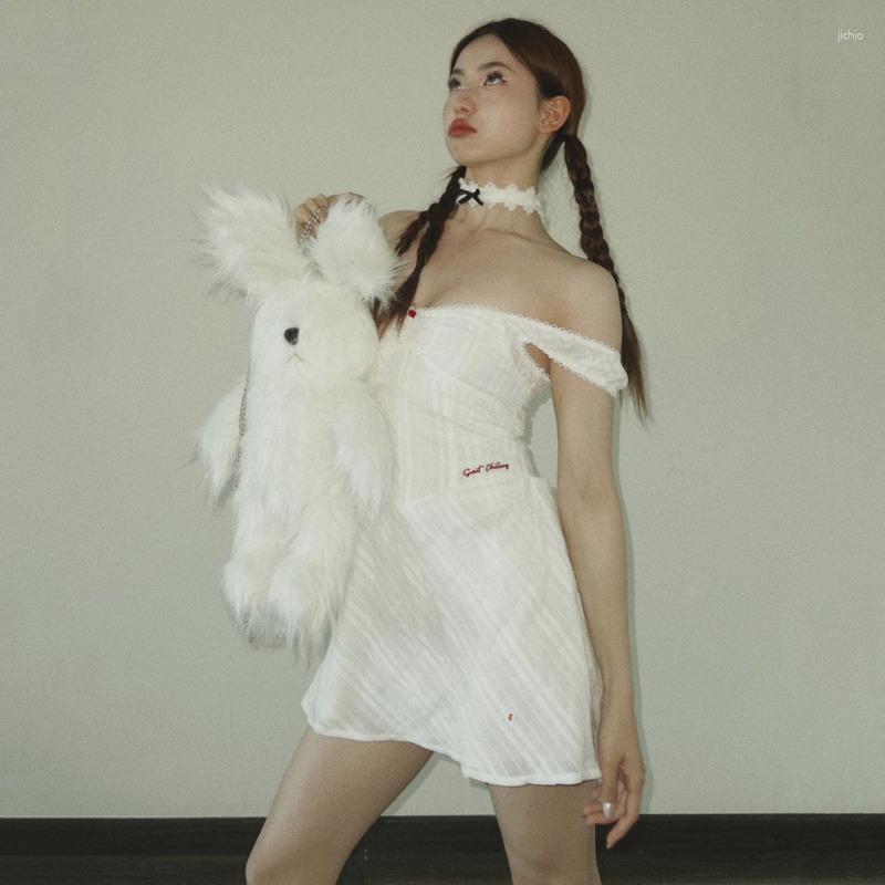 Casual Dresses Y2k Pure Sexy White For Women Lace Embroidery Dopamine Dress Womens Mini Female Summer Party