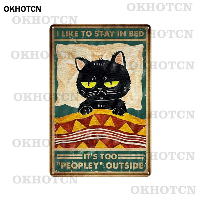 Cute Animal Cat Metal Poster Reading Cat Metal Painting Vintage Funny Cats Wall Plaque Classic Art Metal Tin Signs Home Cafe Bar Pet Shop Home Room De