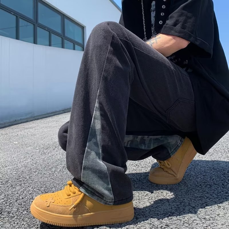 Mens Jeans Korean Fashion Black Baggy Flared Y2K Pants Men Clothing Straight Kpop Casual Women Long Trousers Pantaloni Uomo 230809