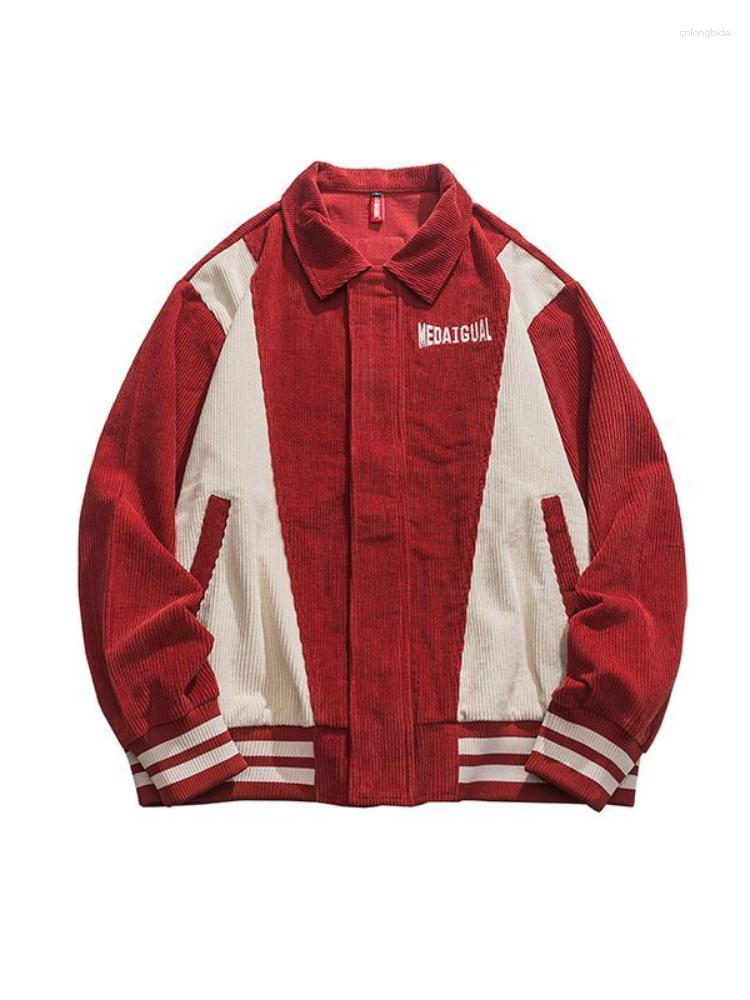 Women's Jackets Deeptown Harajuku Corduroy Baseball Jacket Women 90s Vintage Striped Patchwork Varsity Coats Loose Casual College Outerwear
