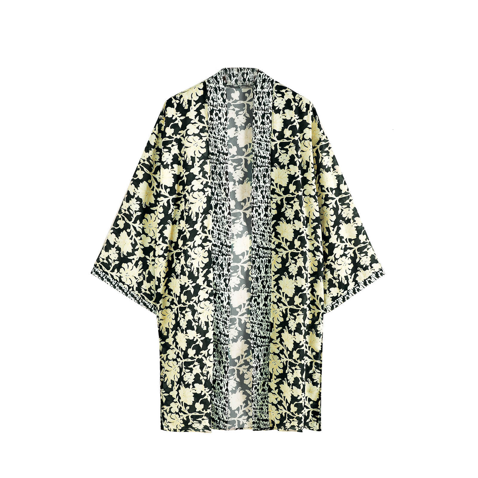 Women's Blouses Shirts Women Bohemian Flower Print Maxi Kimono Loose Half Sleeve Maxi Long Blouse Tops Holiday Beach Open Front For Womens Chiffo