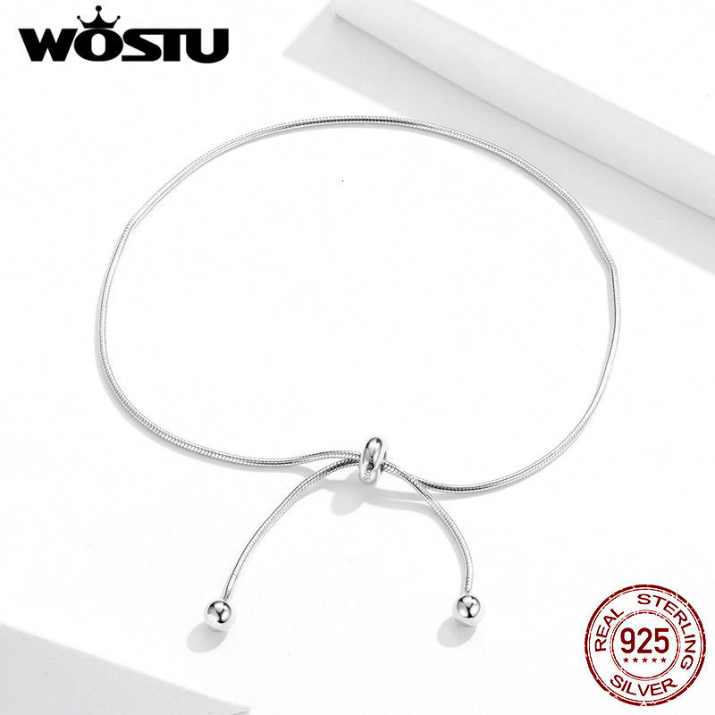 Anklets WOSTU Silver Anklet Summer 925 Sterling Silver Simple Chain Anklet for Women Fashion Sterling Silver Fine Jewelry CQT016 230808