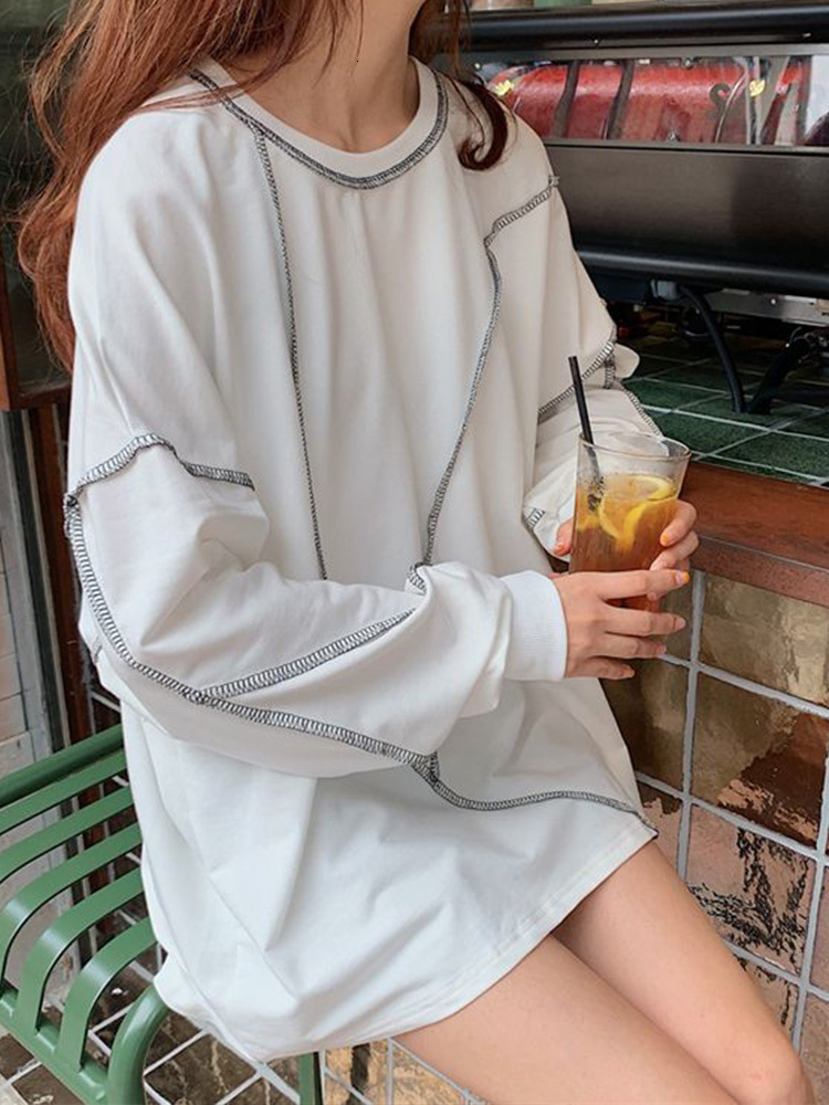 Women's Hoodies Sweatshirts Harajuku Sweatshirt BF Style Black Hip-hop Tops Teens Sweatshirts Autumn Trendy All-match Daily Women Streetwear Pull