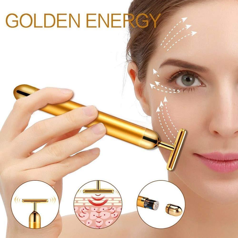 Face Massager 24k Gold Slimming Face Beauty Bar Pulse Firming Roller Massager Lift Skin Tightening Wrinkle Vibrating Tool 230808