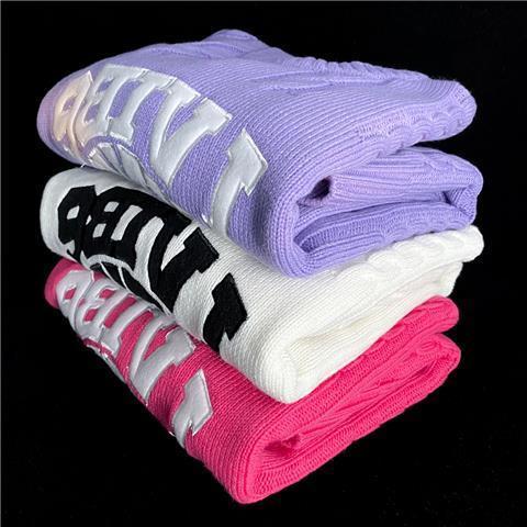 Men's Sweaters American trend letter towel embroidered knitted sweater men and women high street all-match personality pullover twist sweater 230
