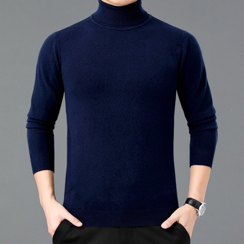 Men's Sweaters autumn winter men's lapel neck sweater can turn turtleneck warm sweater solid color bottom kni 230808