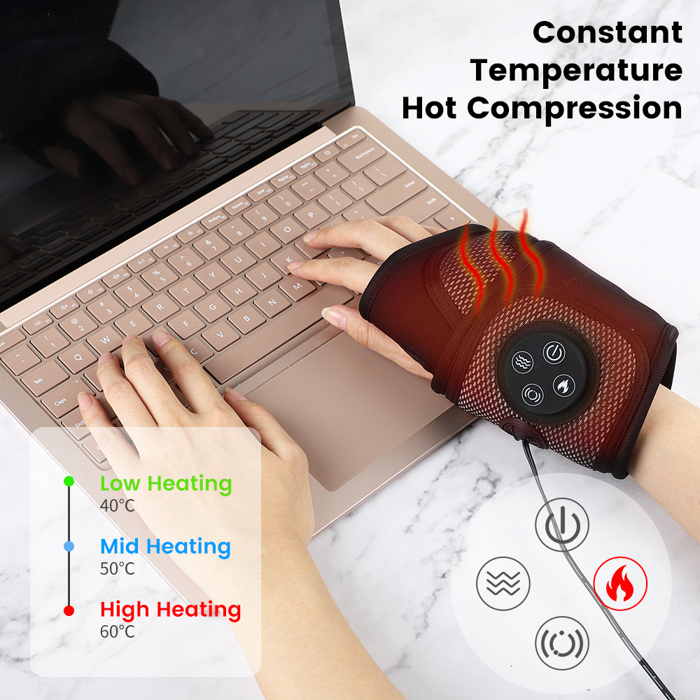 Foot Massager Eletric Wrist Foot Brace Support Massager Vibration Compress Heating Relaxation Treatments Pain Relief Air Massage Device 230808