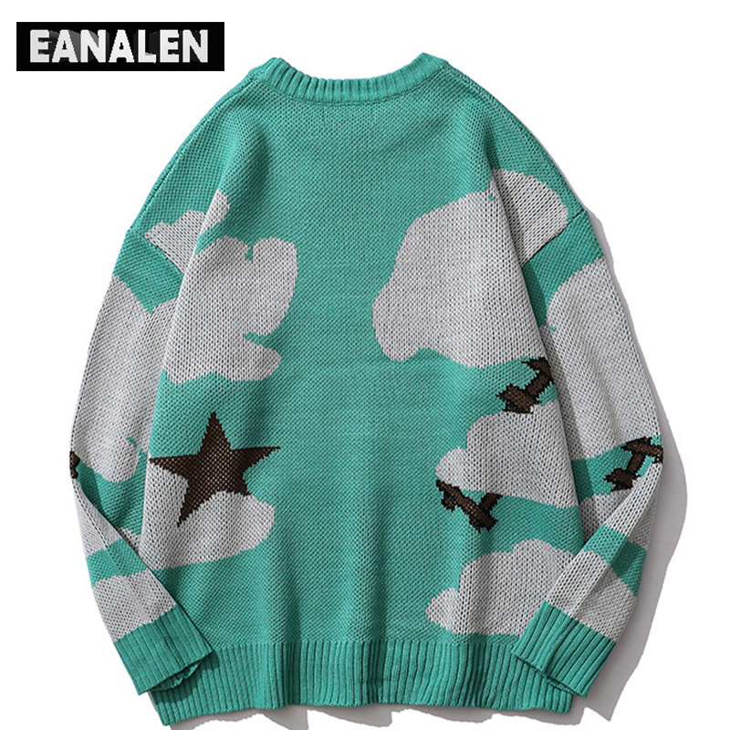 Men's Sweaters Harajuku vintage cartoon anime knitted sweater men winter oversized men's rock hip hop rap pullover women jumper ugly sweater