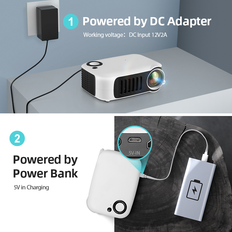 Projectors A2000 MINI Projector Home Cinema Portable Theater 3D LED Videoprojector Laser Beamer for 4K 1080P Via HD Port Smart TV BOX 230809 - view 7