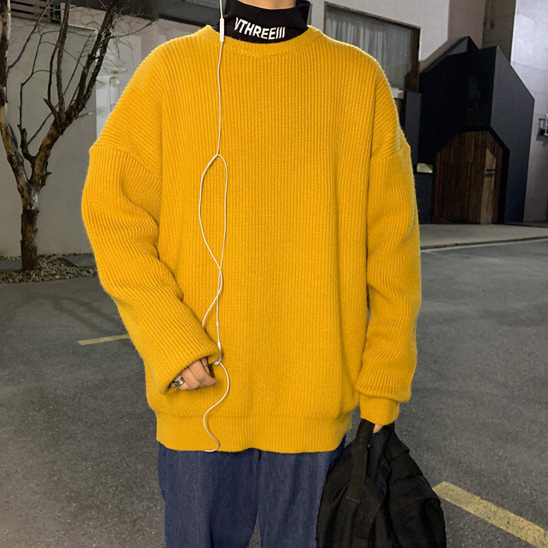 Men's Sweaters Korean Fashion Sweater Men Autumn Solid O Neck Knitwear Streetwear Male Clothes Harajuku Loose Knitted Pullovers Pull Homme 230808