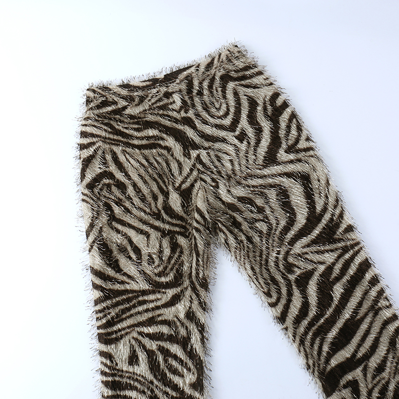 Men s Pants Zebra Striped Knitted Furry High Waist for Women Bottoms Streetwear Fall Winter Fashion Sexy Trousers YJ22454MH 230808