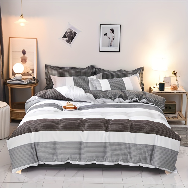 Bedding Sets Three Piece Streak Quilt Cover Pillowcases Cool Breathable All Seasons Stylish Comfortable Quick-drying King Queen Size Yy