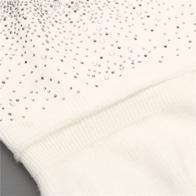 Xthree women winter beanie hat Rabbit fur wool knitted hat the female of the mink pom pom Shining Rhinestone hats for women S181