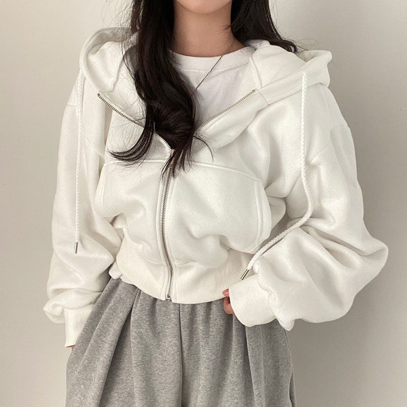 Women's Hoodies Sweatshirts Women Hoodies Autumn Retro Solid Color Zip Up Oversized Sweatshirts Harajuku Korean Version Long Sleeve Hooded Jacket