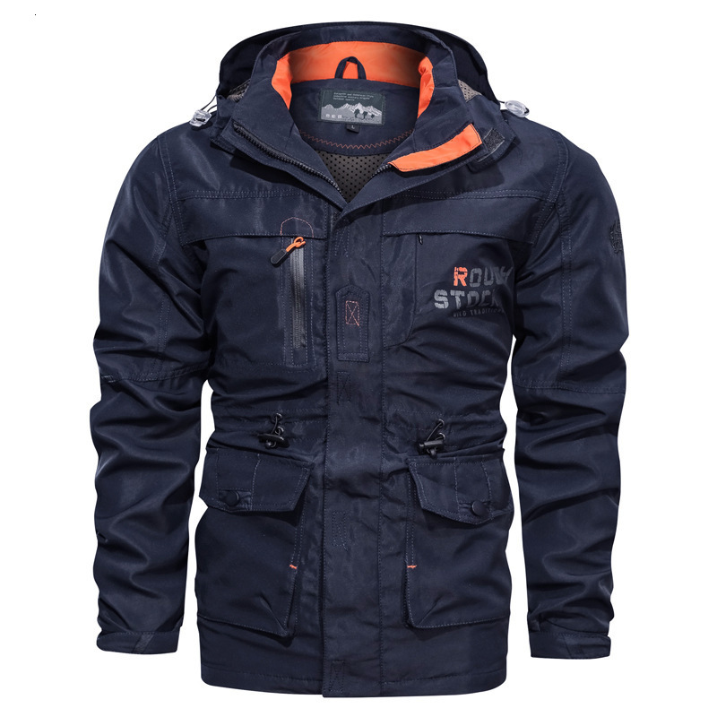 Men's Jackets Jacket Men's Mid-Length Casual Outdoor Hooded Plus Size Breathable Battle Jacket Spring and Autumn Removable Cap Clothes 23080