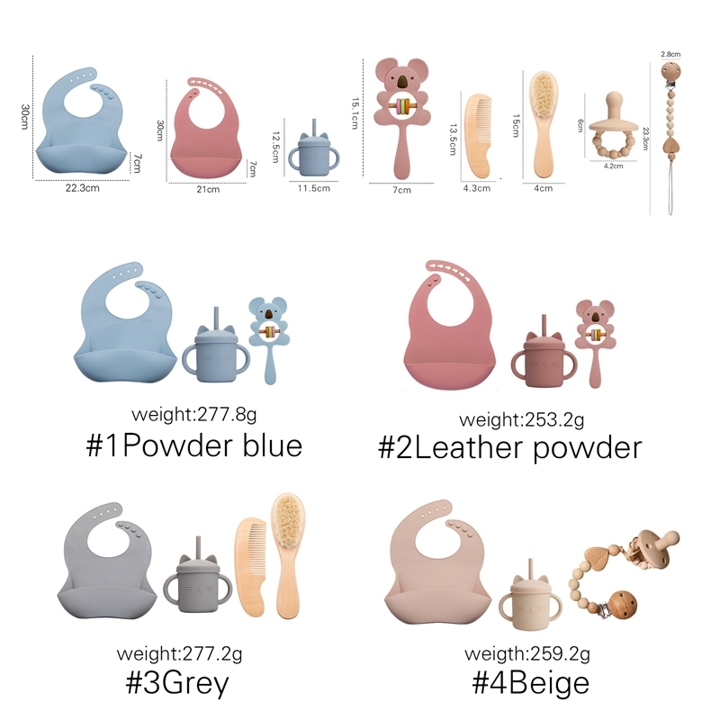 Baby Bottle 1 Set Cat Cup Toy Food Grade Silicone Bibs Rattle Bath Brush Products with Packing Box P ography Birthday Gifts 230808