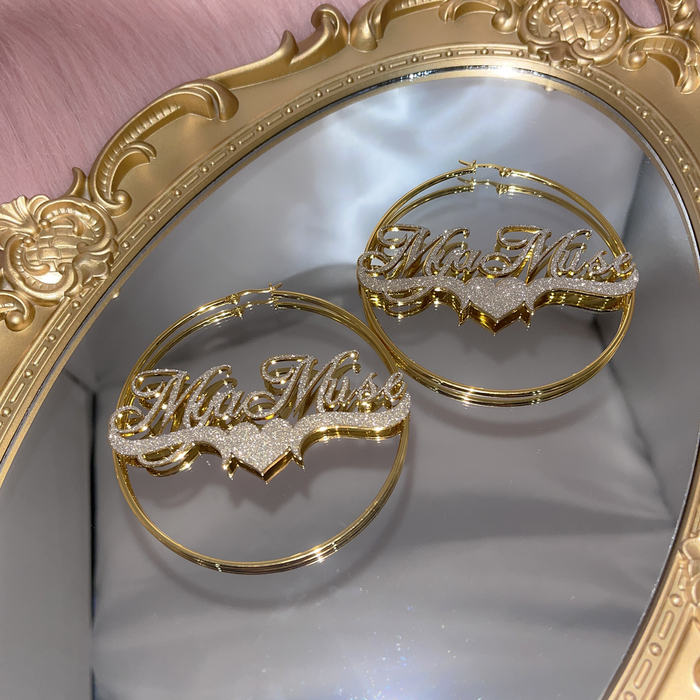 Hoop Huggie Custom Name Hoop Earrings Personalized Stainless Steel Bling Name Earrings Colorful Big Hoops Earring for Women Jewelry Gift 230808