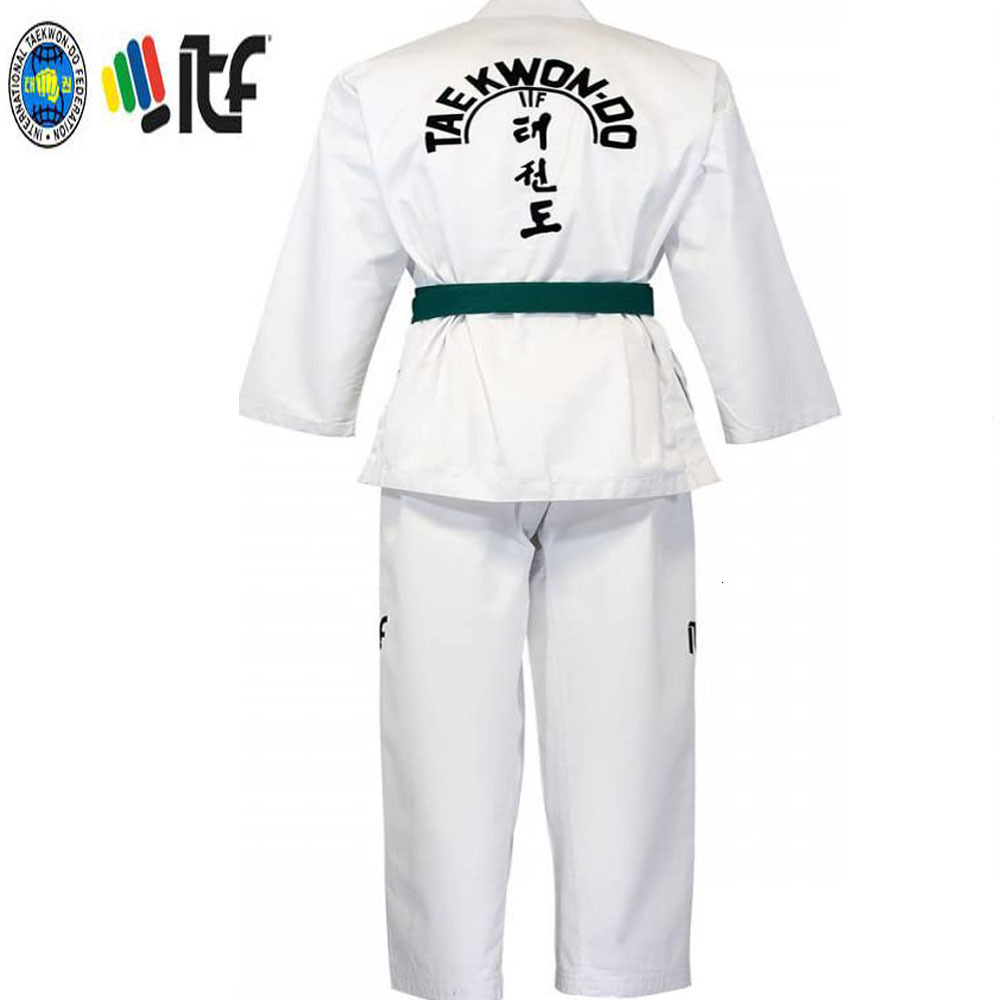 Protective Gear Adult Male Female Kids White Cotton Uniform ITF Approved Taekwondo Student Gi Equipment Doboks Karate Equipment 230808