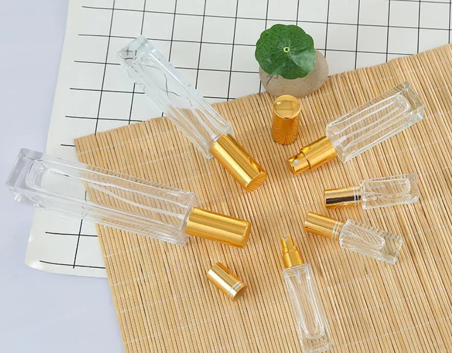 wholesale 10ml square high grade glass perfume bottle cosmetic pressed spray bottle mini portable dispensing jar wholesale2022 LL