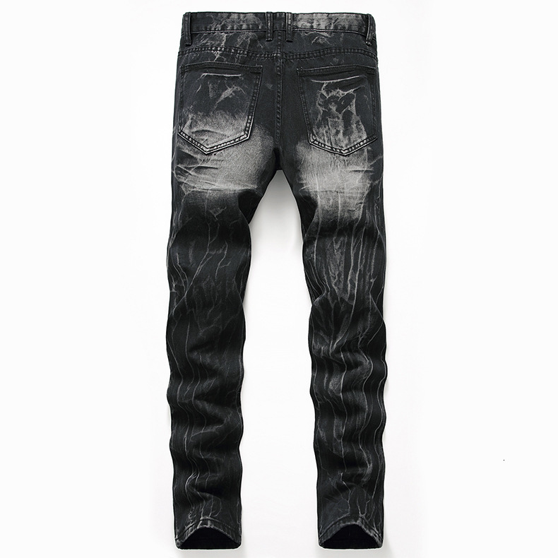 Mens Jeans High Quality Men Casual Black Slim Straight Hole Biker Autumn Jean Homme Male Denim Pants Plus Size 42 230809