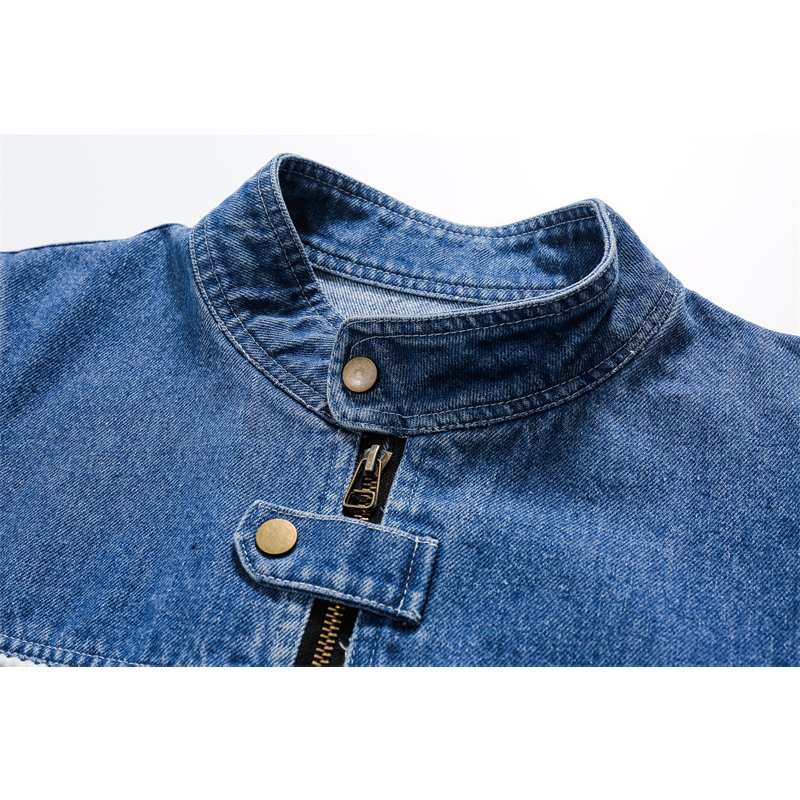 Mens Jackets Retro Line Decoration Denim Jacket Men Women Couple Loose Zipper Cowboy Coats Spring Fashion Jeans 230809