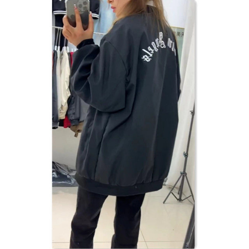 Womens Jackets HOUZHOU Vintage Bomber Jacket Women Embroidery Star Girl Y2k Streetwear Windbreaker Oversized Harajuku Korean Fashion 230808