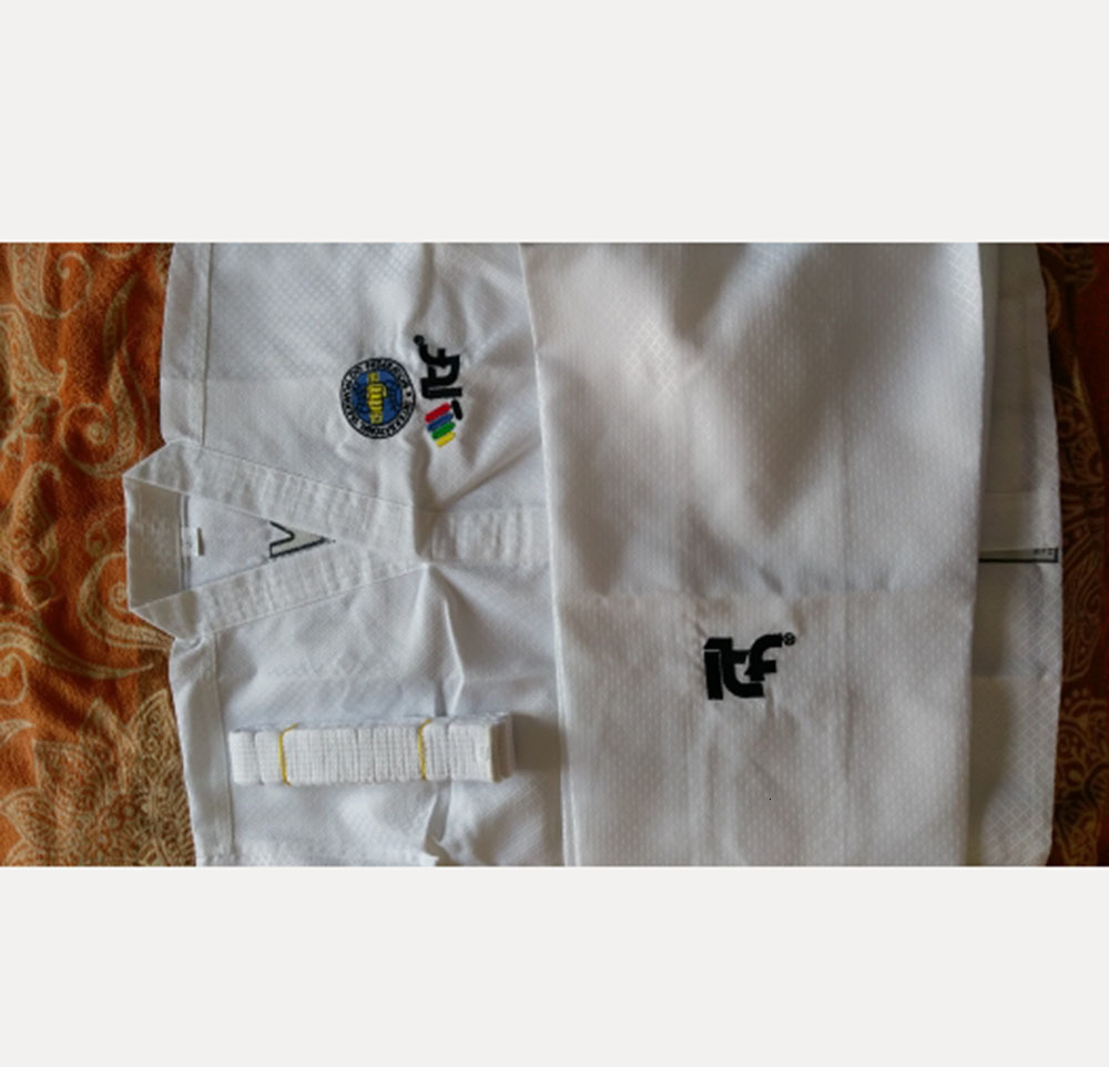 Protective Gear Adult Male Female Kids White Cotton Uniform ITF Approved Taekwondo Student Gi Equipment Doboks Karate Equipment 230808