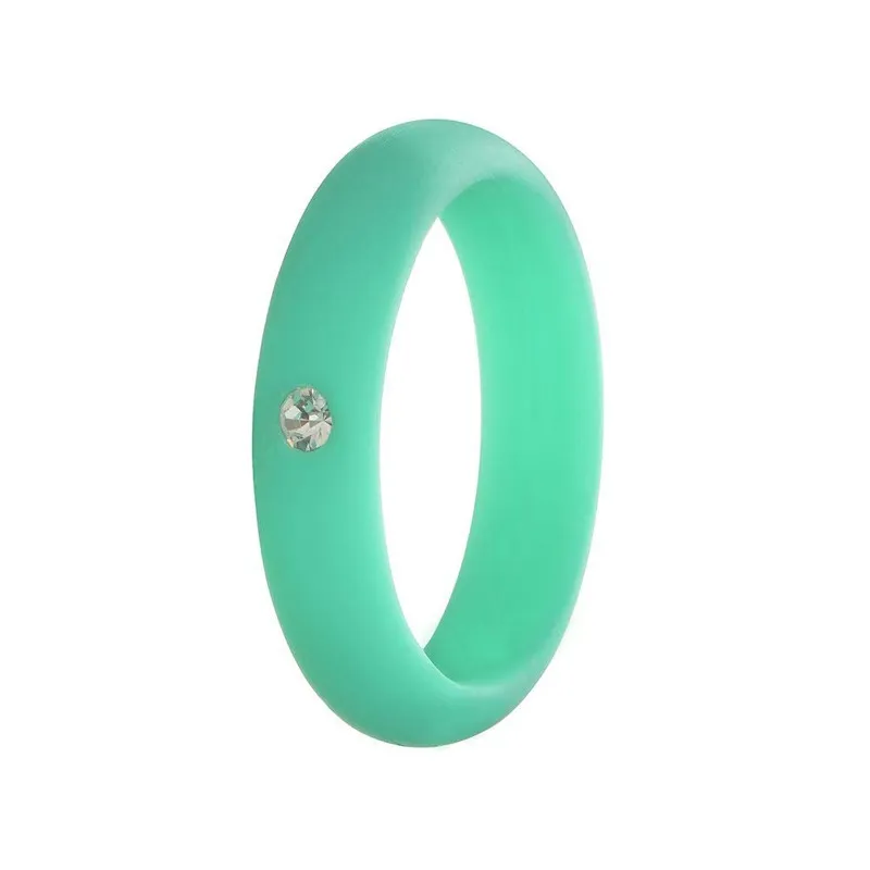 Silicone ring with rhinestone 5mm width Fashion Women Flexible Rubber Silicone Durable Wedding Ring Womens Jewelry Size 4 to 9ZZ