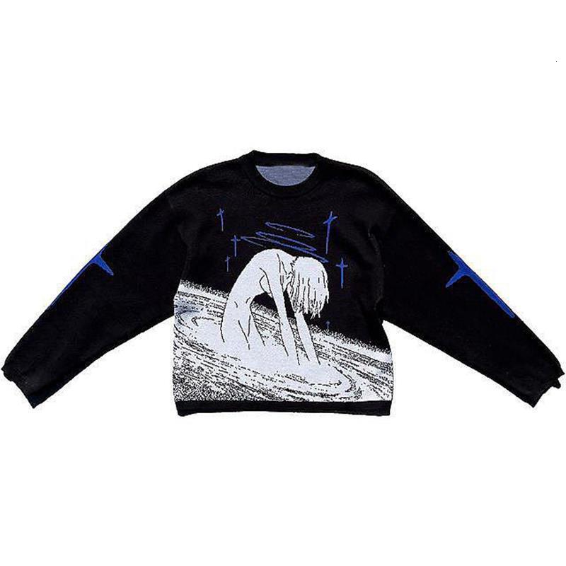 Men's Sweaters Autumn Winter Harajuku Vintage Cartoon Anime Print Knit Oversized Men Sweater Y2K Gothic Punk Streetwear Ugly Pullover Knitted 230