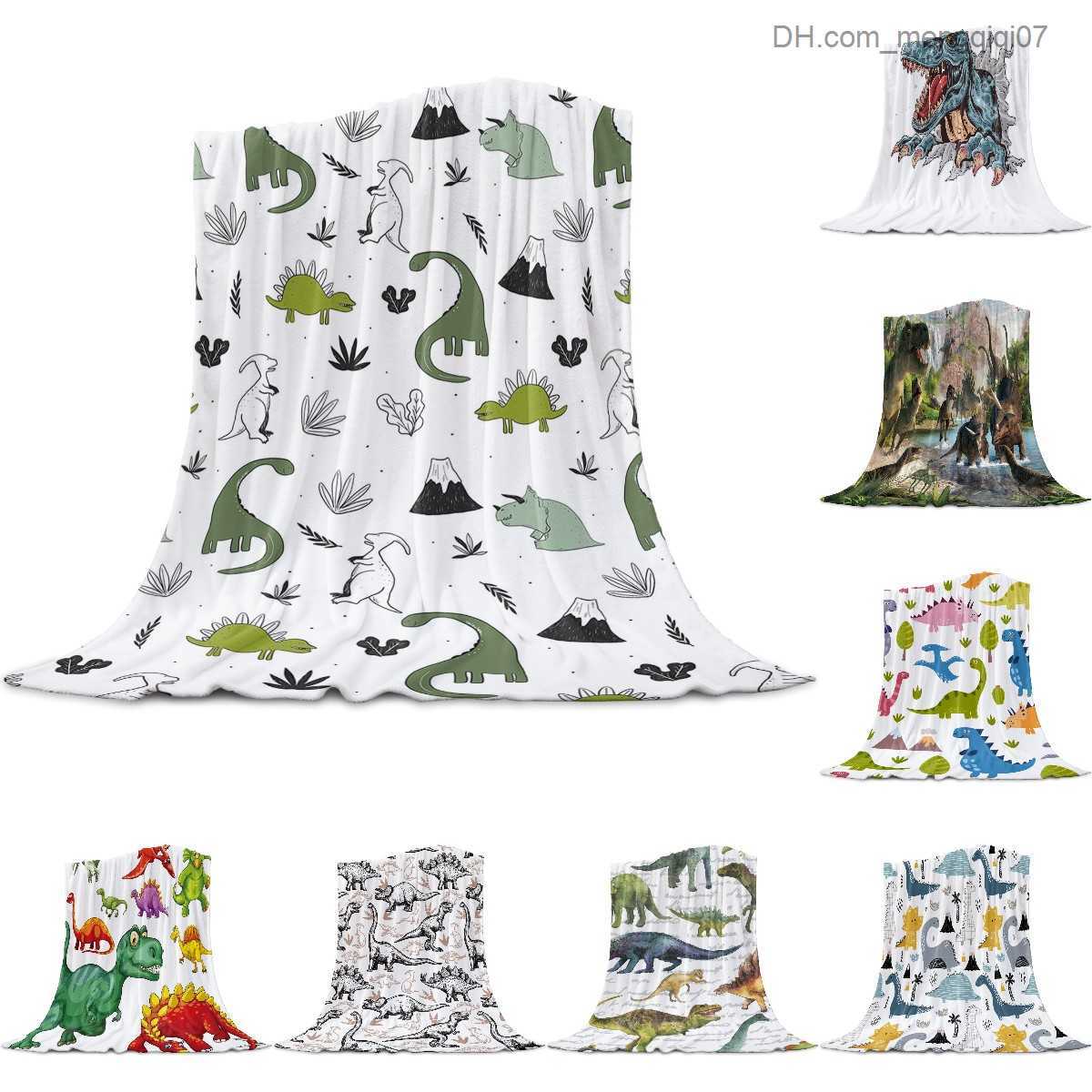 Blankets Swaddling Animal green dinosaur plant coral blanket cover bed flannel sofa throw blanket children's household textiles small blanket Z23