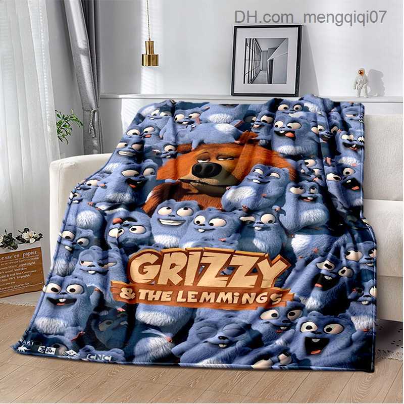 Blankets Swaddling 3D Grizzly Bear and Lemon Cartoon Blanket used for family bedrooms beds sofas picnics travel office covers children's blankets
