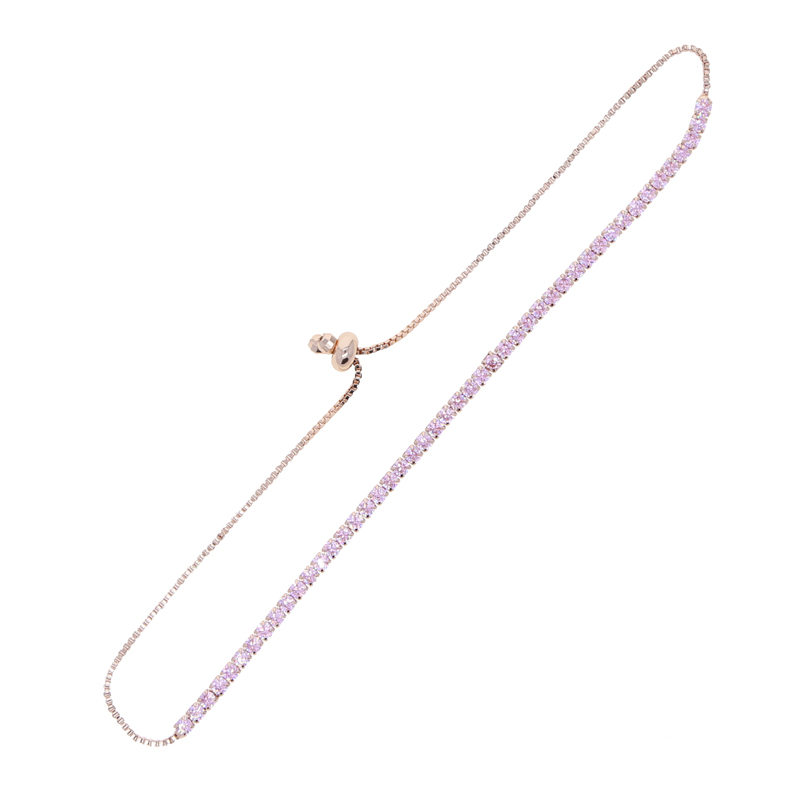 New Designer 3mm Adjustable Size Slider k Tennis Chain Tassels Bracelet Hip Hop Women Men Iced Out Paved Bg White Pink Cubic Zirconia Gift Jewelry