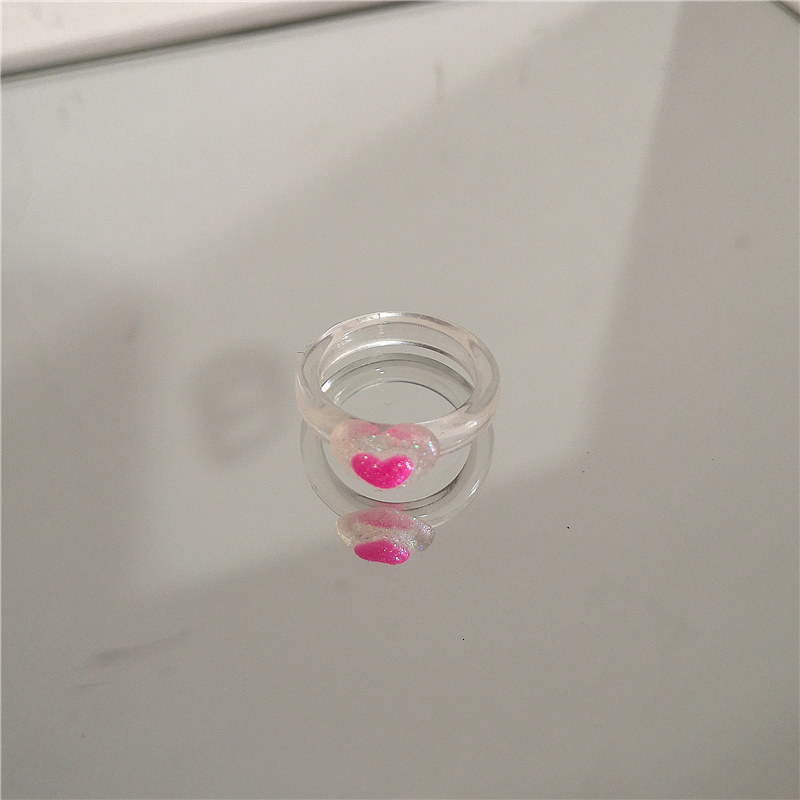 Wedding Rings Kpop Cute Goth Pink Transparent Flower Heart Star Resin Acrylic Rings Set For Women Egirl BFF Y2K Aesthetic Jewelry Accessories 230808