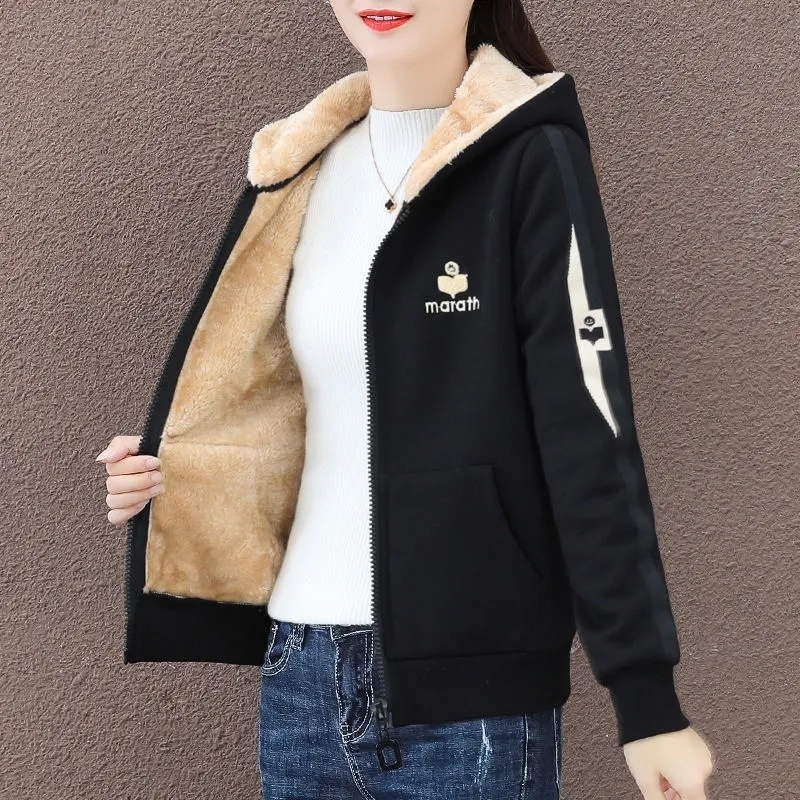 Women's Hoodies Sweatshirts Casual Loose Zip Up Short Fleece Jacket Women Autumn Korean Long Sleeve Hooded Sweatshirt Streetwear Fashion Sports H