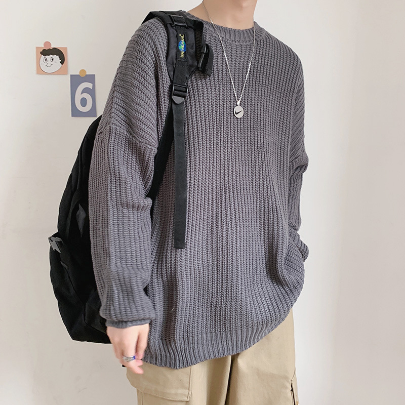 Men's Sweaters Korean Fashion Sweater Men Autumn Solid O Neck Knitwear Streetwear Male Clothes Harajuku Loose Knitted Pullovers Pull Homme 230808