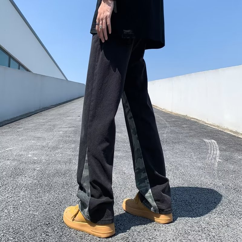 Mens Jeans Korean Fashion Black Baggy Flared Y2K Pants Men Clothing Straight Kpop Casual Women Long Trousers Pantaloni Uomo 230809