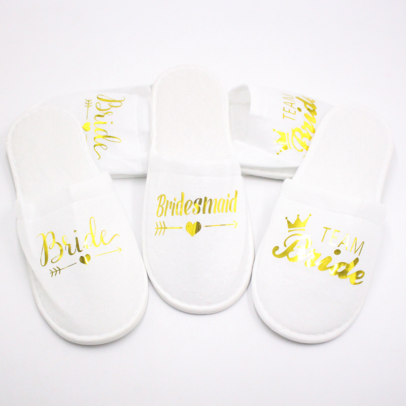Slippers 1 Pairs Team Brideteam Groom Disposable Soft Slippers Wedding Decoration Bridal Show Bridesmaid Bachelorette Party Decoration-S 230809