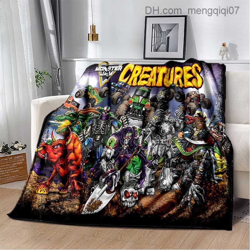 Blankets Swaddling 3D Monster Jam Monster Truck cartoon blanket for family bedrooms sofas picnics travel office covers children's blankets Z23080