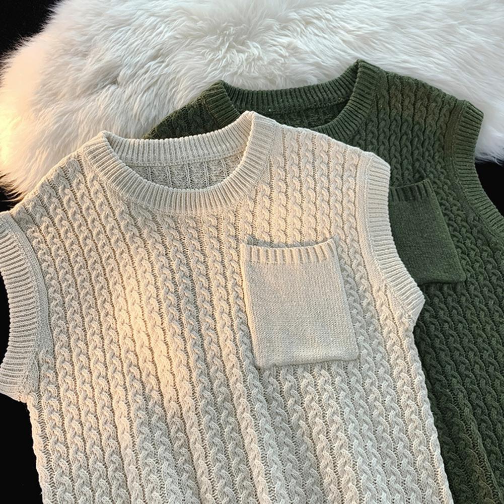 Men's Vests Stylish Men Sweater Vest Knitted Keep Warm Twisted Texture Preppy Style Pullover Sweater Vest 230808