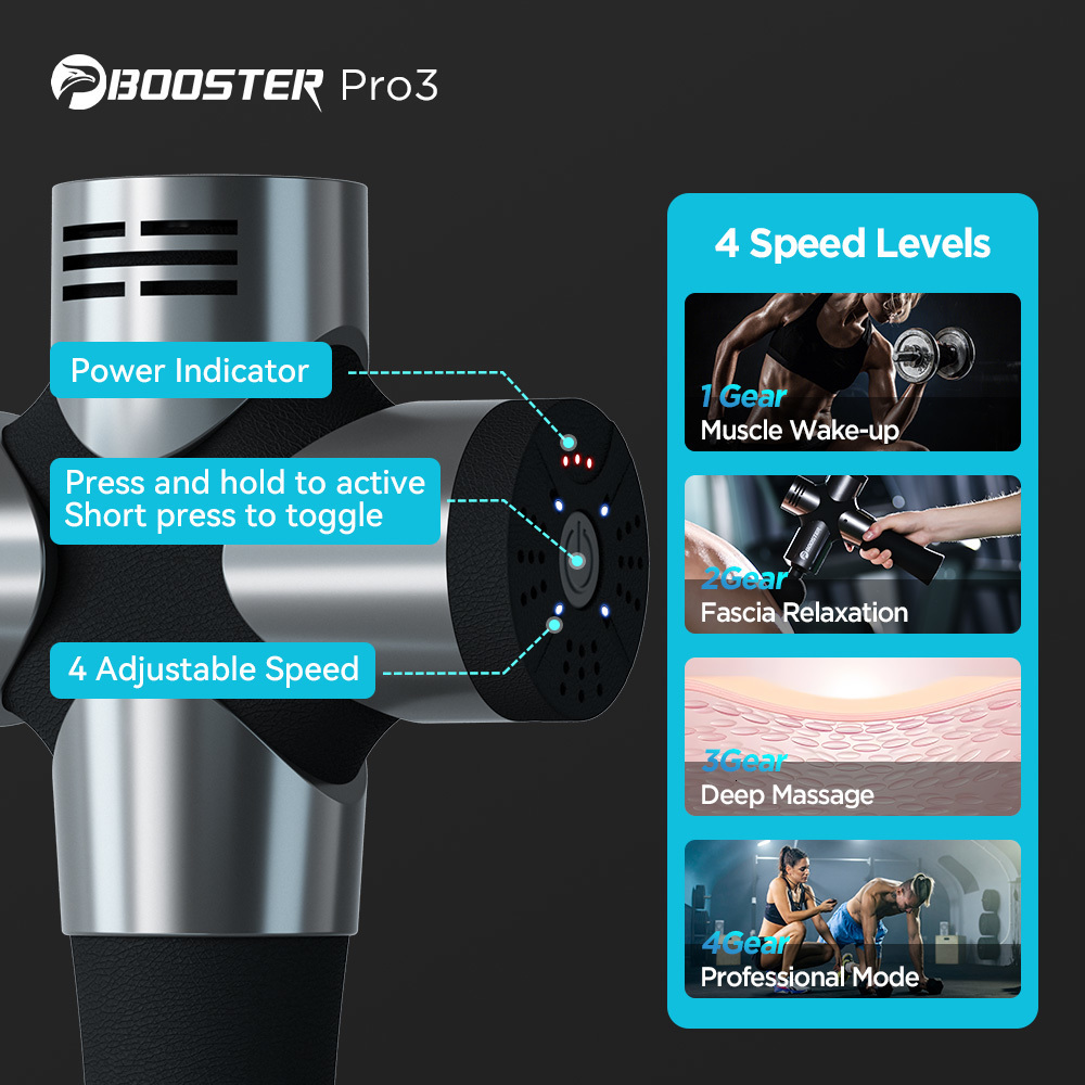Full Body Massager BOOSTER Pro 3 Deep Tissue Massage Gun Muscle Stimulator Body Massager Fascial Gun Relax Therapy Low Noise for Fintness Shaping 2308
