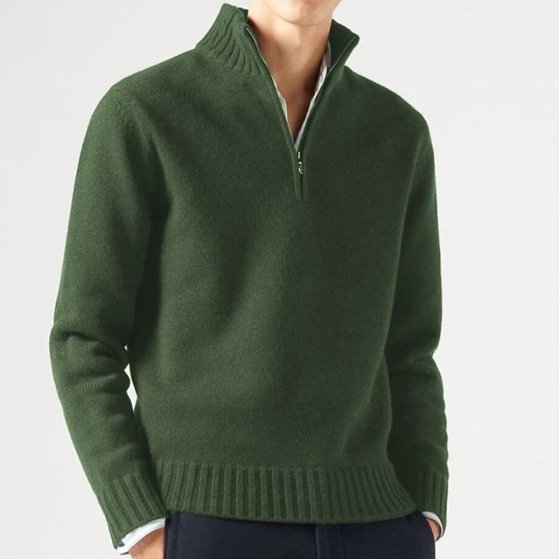 Men's Sweaters Winter Mens Cashmere Zipper Basic Sweater Men's Fleece Thicker Sweater Half Zipper Turtleneck Warm Pullover Male Slim Outer W