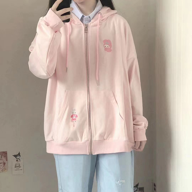 Women's Hoodies Sweatshirts Cardigan Hoodie Spring Autumn Kawaii Anime Cartoon Zip Up Hoodie Woman Harajuku Streetwear Loose Long Sleeve Sweatshi