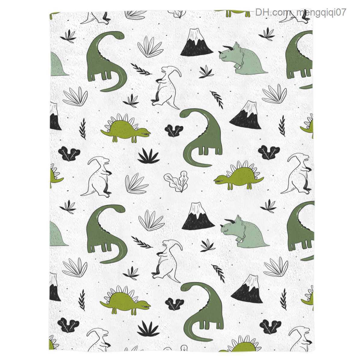 Blankets Swaddling Animal green dinosaur plant coral blanket cover bed flannel sofa throw blanket children's household textiles small blanket Z23
