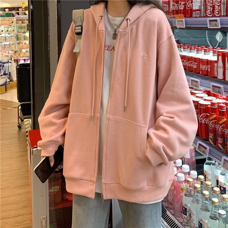 Women's Hoodies Sweatshirts Women Casual Zip Up Oversized Hoodie Sweatshirt Female Streetwear Hooded Pocket Zipper Harajuku Sweat Shirt Y2k Top C