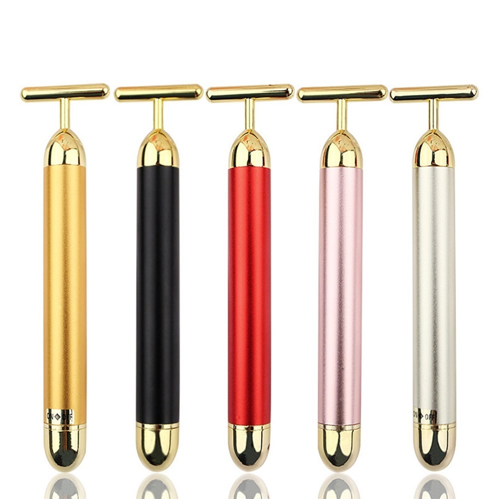 Face Massager 24k Gold Slimming Face Beauty Bar Pulse Firming Roller Massager Lift Skin Tightening Wrinkle Vibrating Tool 230808