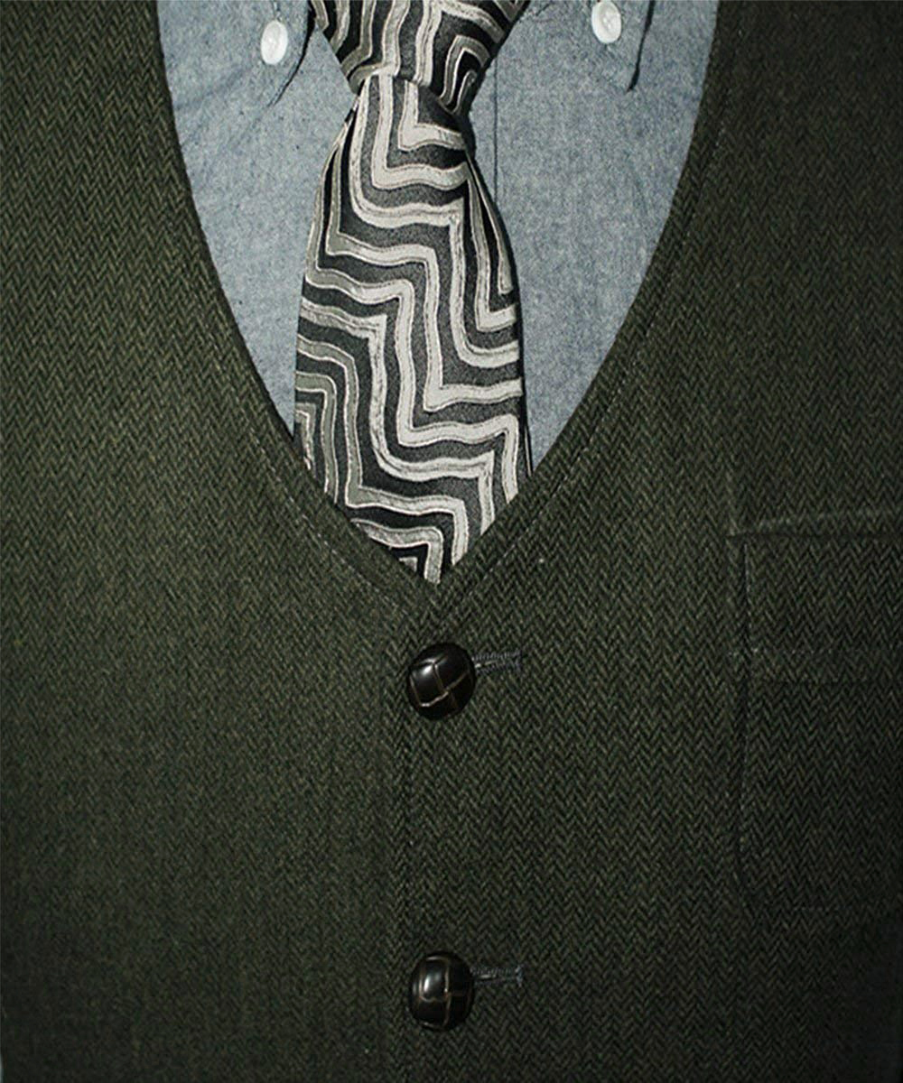 Men's Vests Men's Suit Formal V Neck Wool Herringbone Tweed Casual Waistcoat Formal Business Vest Groomman For Wedding Green/Black/Brown 230