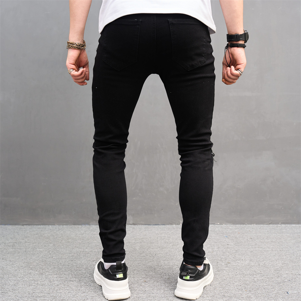 Mens Jeans Men Streetwear Ripped Slim Patch Stylish Trousers Male Holes Casual Denim Pants 230808