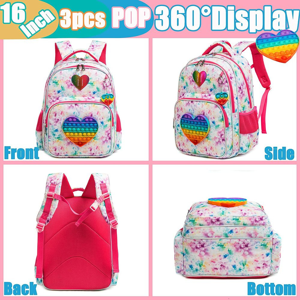 Backpacks Bikab School Bags 3 In 1 Kids Bags for Girls Kawaii Backpack Waterproof Children School Bags for Girl 16" Bags for Girls Set Bag 230809