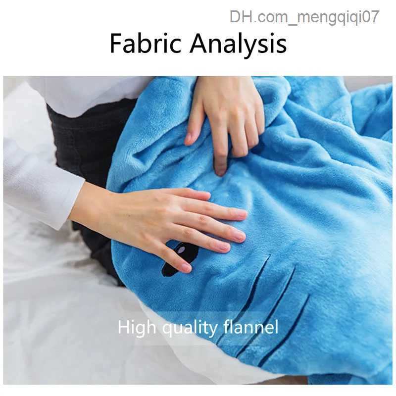 Blankets Swaddling Cartoon Shark Wearable Blanket Pajamas Children's Pajamas Parents' Hoodies Warm Flannel Blanket Autumn Fun Homewear Party