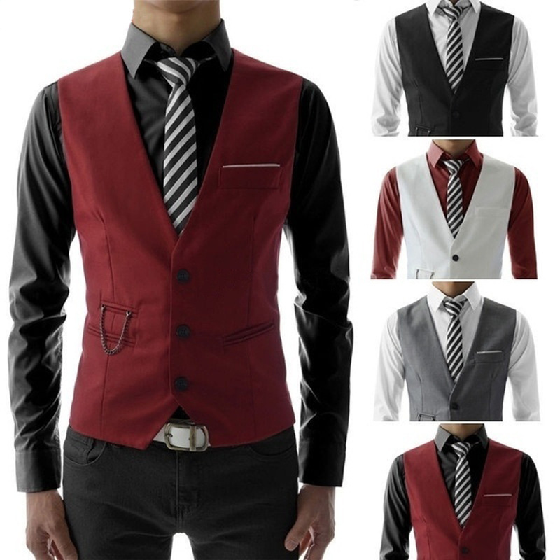 Men's Vests Men's Slim Fit Suit Vest Solid Color Casual Sleeveless Vintage Vest Fashion Man Black Gray Formal Businss Waistcoat Homme 230808